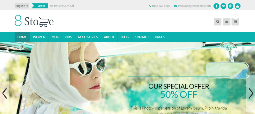 free eight store woocommerce theme
