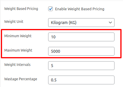 setting the maximum and minimum values