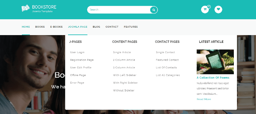 bookstore template page joomla