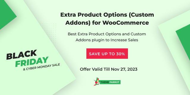 banner image of extra product options custom addons woocommerce plugin bfcm