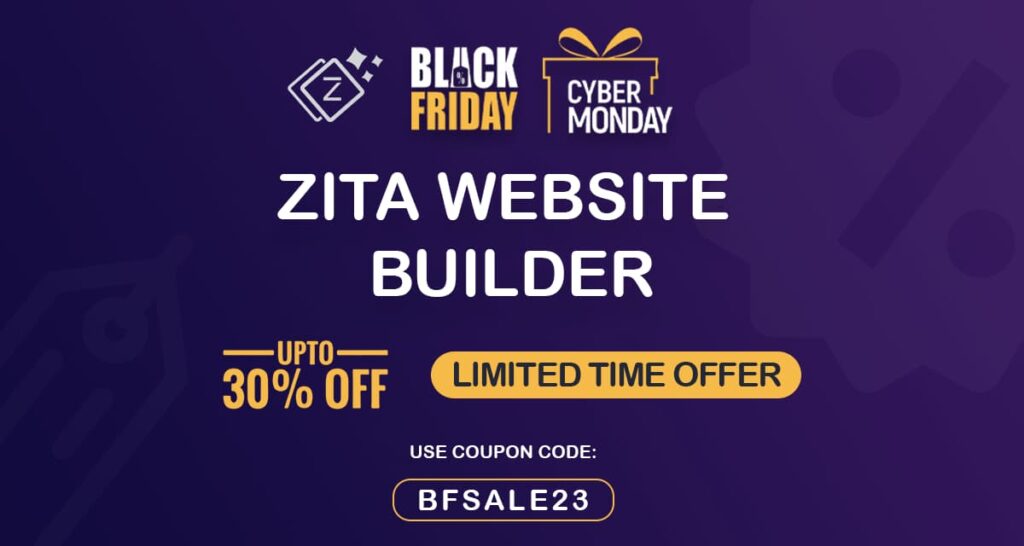 banner image of zita website builder wordpress bfcm