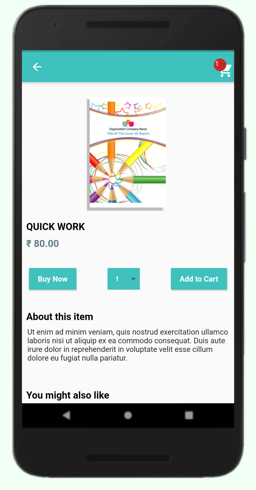 product page of the mobile app