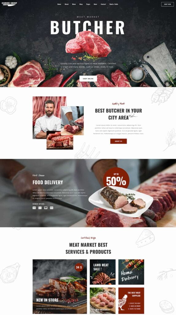 preview image of carne butcher wordpress theme