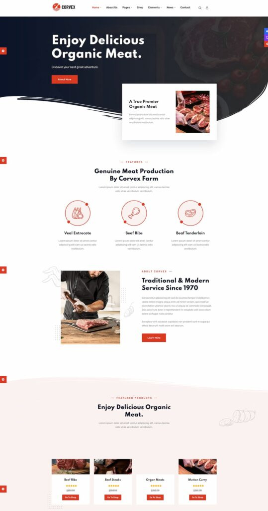 preview image of corvex meat shop wordpress theme