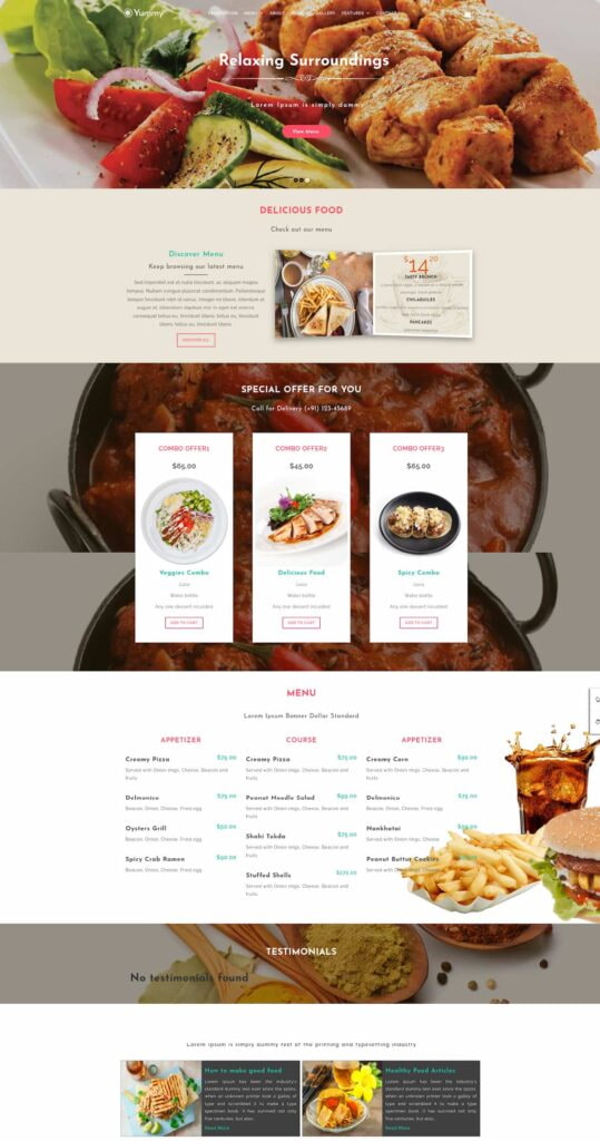 preview image of yummy restaurant wordpress theme