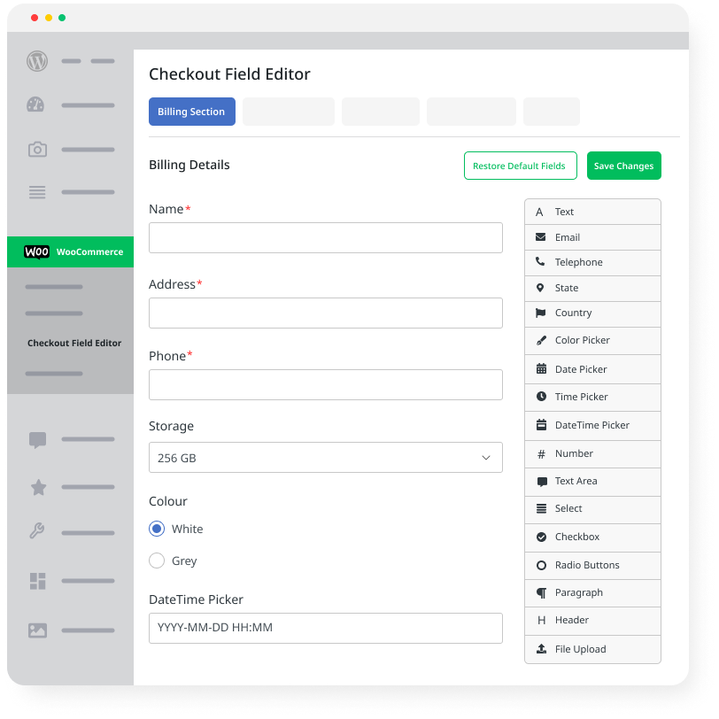 new dashboard image of checkout field editor plugin