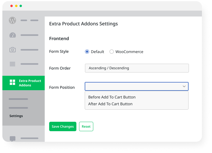 positioning the sections on product page