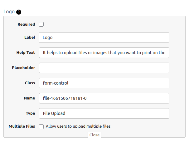 customizing the logo upload product field