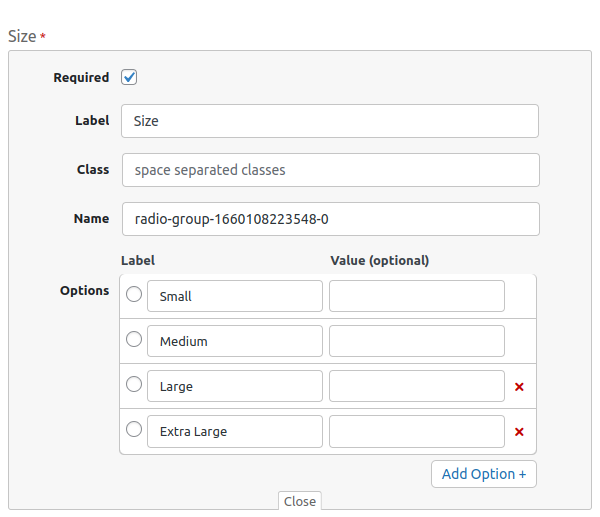 customize size product field  of extra product options plugin