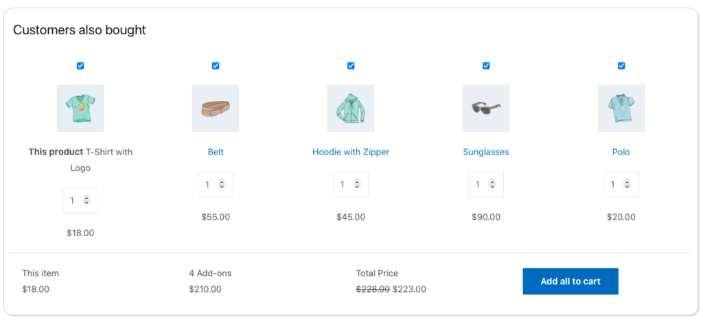 product recommendations of webtoffee woocommerce frequently bought together plugin