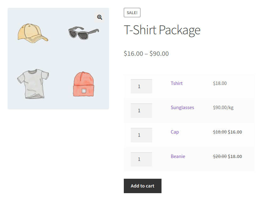 product page of product bundles in woocommerce store
