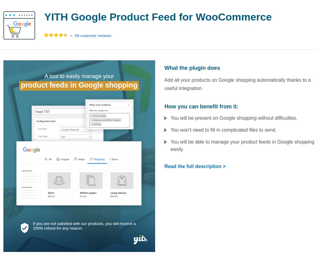 banner image of yith google product feed woocommerce plugin